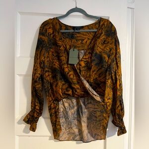 NWT All Saints Penny Grizedale Cat Print Blouse - Size 2